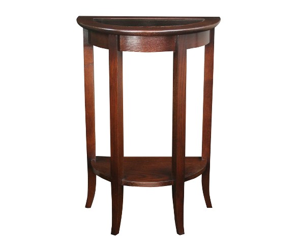 Glass Top Demilune Hall Stand - Chocolate Oak Finish - Leick Home