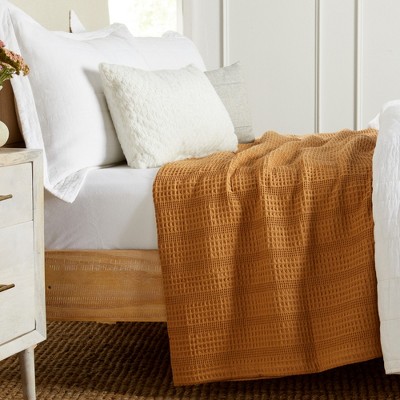 Copper Full Cotton Waffle Knit Reversible Bed Blanket