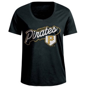 MLB Pittsburgh Pirates Women's Bi-Blend Scoop Neck T-Shirt - M