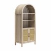 JUJABU 70" Light Oak Bohemian Arched Storage Cabinet with 2 Rattan Doors & Adjustable Shelves for Kitchen, Living Room - 2 of 4