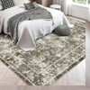 Vintage Rugs,Indoor Vintage Living Room Carpet Kitchen Washable Distressed Rug Gray Floral Bedroom - 3 of 4