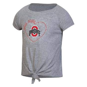 NCAA Ohio State Buckeyes Girls' Gray Tie T-Shirt