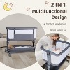 Kinder King Baby Bassinet with Wheels Easy Folding Portable All-Sided Mesh Adjustable Height Comfy Mattress & Carry Bag, Grey - 2 of 4