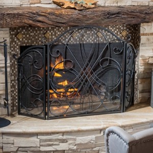 Christopher Knight Home Kingsport Traditional Iron Three Panel Fireplace Screen - 1 of 4