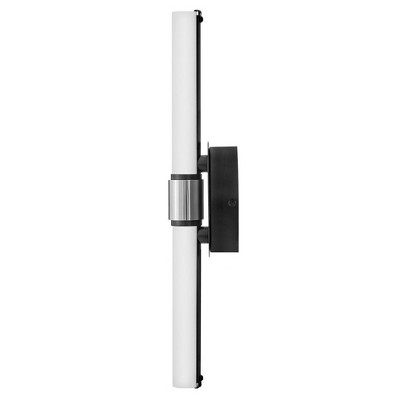 Kai Medium Black and Chrome LED Vanity Light with Etched Opal Glass