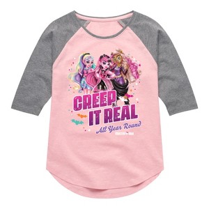 Girls' - Mattel - Creep It Real Shirt Tail Raglan Graphic T-shirt - 1 of 2