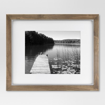 16" x 20" Matted to 11" x 14" Wood and Metal Edge Frame Brown - Threshold™