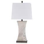 Asher Linear Embossed Resin Table Lamp Off-White - StyleCraft