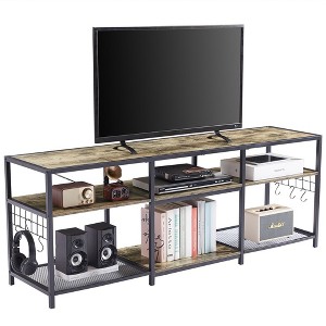 VECELO 65 Inches TV Stand, Entertainment Center with Storage Shelves & Hooks, 3-Tier Modern Wooden Console Table - 1 of 4
