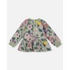 Deux par Deux Girl Stretch Fleece Sweatshirt Sage Floral - 4 of 4