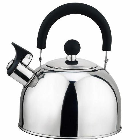 Elitra Whistling Kettle Stainless Steel Tea Pot with Stay Cool Handle - 2.6 qt / 2.5 Liter - Black