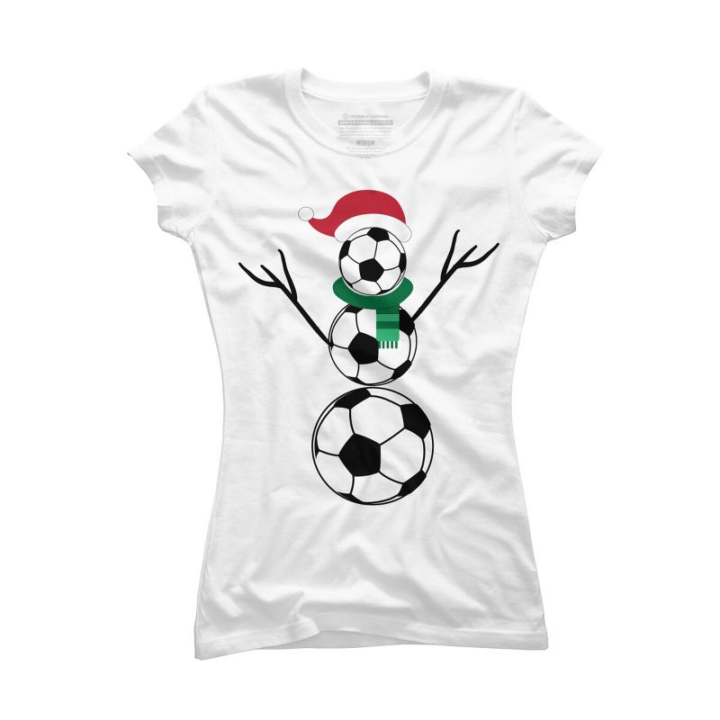 Junior's Design By Humans Funny Christmas Shirts Soccer Snowman T-Shirt By RaisedByBears T-Shirt, 1 of 4