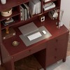Wood Retro Executive Desk and Upholstered Chair Set with Bookshelf and Storage Drawers with Comfortable Chair - 4 of 4