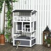 PawHut Wooden Outdoor Cat House, Feral Cat Shelter Kitten Tree with Asphalt Roof, Escape Doors, Condo, Jumping Platform - 2 of 4