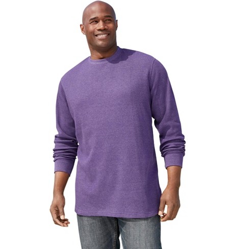 KingSize Men's Big & Tall Waffle-Knit Thermal Waffle Crewneck Tee - Big - 8XL, Heather Dark Purple Long Underwear Top