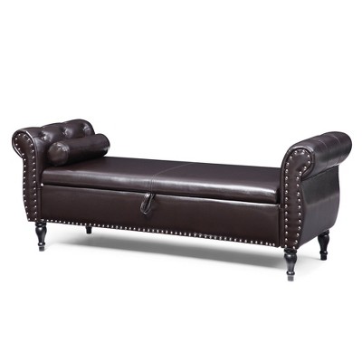 NicBex Storage Ottoman Bench for Bedroom,Velvet Storage Bench with Armrests and Solid Wood Legs,Ottoman for Living Room,Bedroom,Entryway
