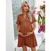 Maternity Swiss Dot Dress Summer V Neck Short Sleeve Button Down Mini Dress Baby Shower Photoshoot with Pockets - 2 of 4