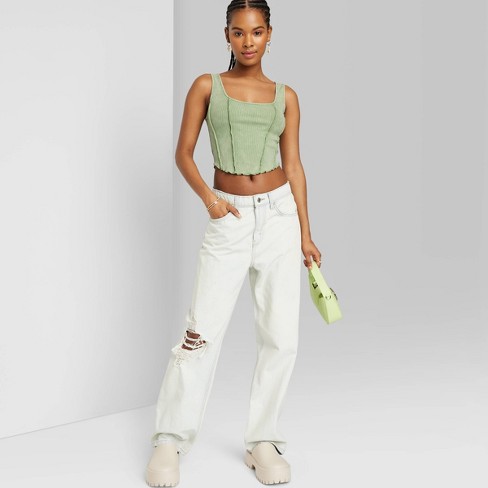 Women's Fitted Corset Tank Top - Wild Fable™ Moss Green Xxs : Target