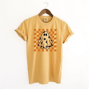 Simply Sage Market Women's Checkered Flower Ghost Short Sleeve Garment Dyed Tee - 1 of 2