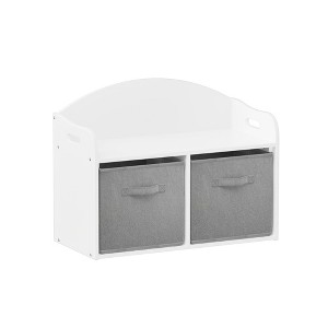 VYNXARIA Kids Wooden Toy Box/Bench with Collapsible Fabric Drawers,Toy Storage Cabinet Organizer, White - 1 of 4