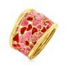 Ross-Simons Italian Red and Pink Enamel Heart Ring in 18kt Gold Over Sterling - 3 of 4