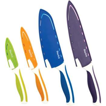 Starfrit Paring Knives Set with Covers 4 4Set Paring Knife 4 x Paring Knife  Cutting Paring Dishwasher Safe Green Red Yellow Blue - Office Depot