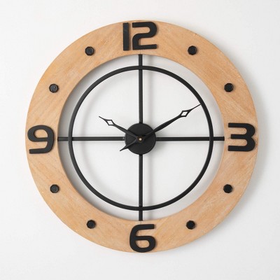 23.5"H Sullivans Urban Ring Wooden Metal Clock, Multicolored