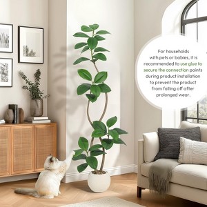 7FT Artificial Plants Rubber Tree  Faux Fiddle Leaf Fig Tree Indoor Artificial Trees Tall Plant Fake Tree Tropical Large Floor Tree Real Touch - 1 of 4