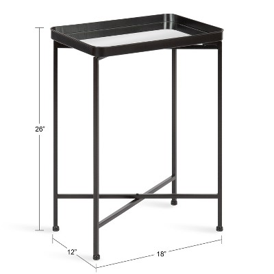 Celia 26'' Black Metal and Mirrored Glass Modern Side Table