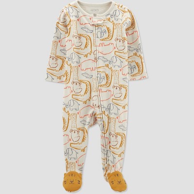 Image of Carter's Just One You®️ Baby Boys' Safari Footed Pajama - Beige 3M