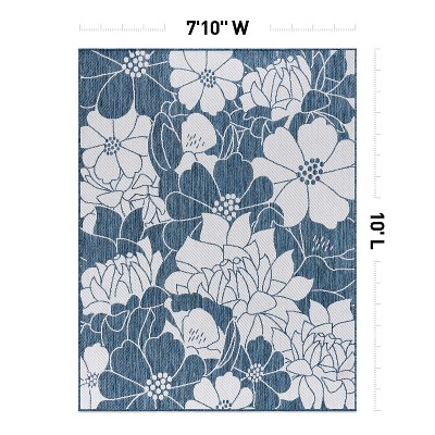 Navy Floral Bliss 5' x 7' Synthetic Flatwoven Area Rug