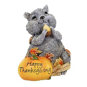 Roman 7.5 Inch Pudgy Pal Chipmunk Figure Thanksgiving Pumpkin Harvest Leaves Animal Statues - 1 of 3