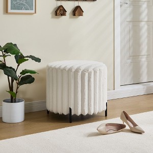 CAVINAS 22.05" Round Ottoman, Modern Vanity Chair Stool with Metal Legs, Entryway Shoe Bench for Living Room, Bedroom - 1 of 4
