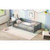 NicBex Twin Size Wood Montessori Bed with Built-in Book Storage Rack,Floor Bed with Safety Guardrails and Door,Modern Toddler Bed for Bedroom - 2 of 4