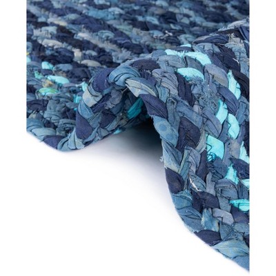 Handmade Blue Braided Cotton Indoor Area Rug