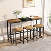 CAVINAS Dining Table Set for 3 Kitchen Table Pub Table Modern Design Long Dining Table Set with 3 Stools - 3 of 4