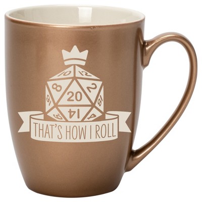 100 North Dice 10 Ounce Bronze Metallic Finish, Comfortably Fits Your Hands, New Bone China Coffee Tea Cup Mug, That's How I Roll