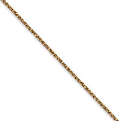 Black Bow Jewelry 1.2mm 14k Yellow Gold Solid Diamond Cut Spiga Chain Necklace