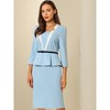Hobemty Women's Work Notch Collar 3/4 Sleeve Peplum Sheath Dresses - 4 of 4