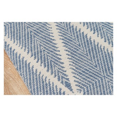 Denim and White Geometric Trellis Hand-Woven Area Rug 2' x 3'