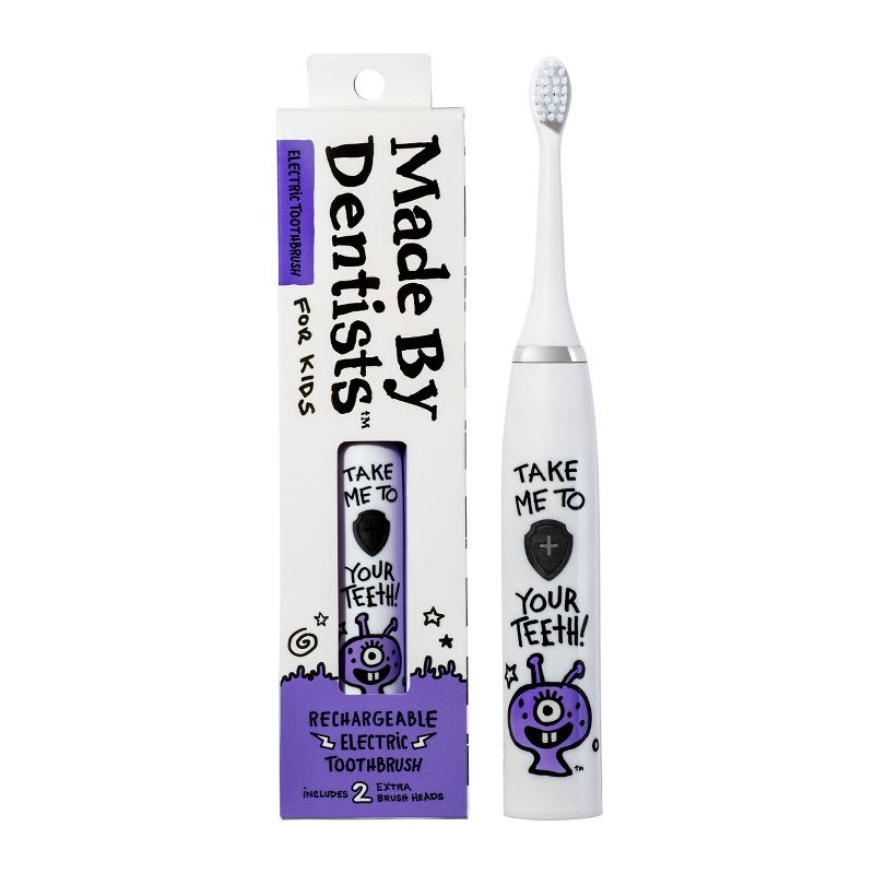Made by Dentists Kids&#39; Rechargeable Electric Toothbrush with 2 Replacement Toothbrush Heads and Charger - Alien, 1 of 8
