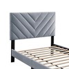 Royal Hampton Full Size Bed, Tufted Gray Velvet Upholstery, Chevron Stitch - 4 of 4
