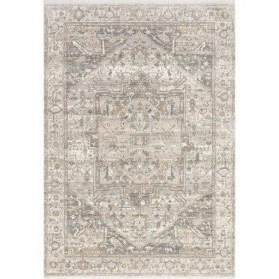 Elegant Silver Medallion 4' x 6' Oval Synthetic Area Rug