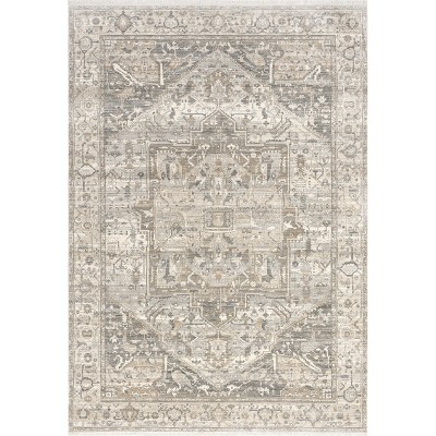 Sakalar Grey Floral Medallion Washable Rug – Loopsie