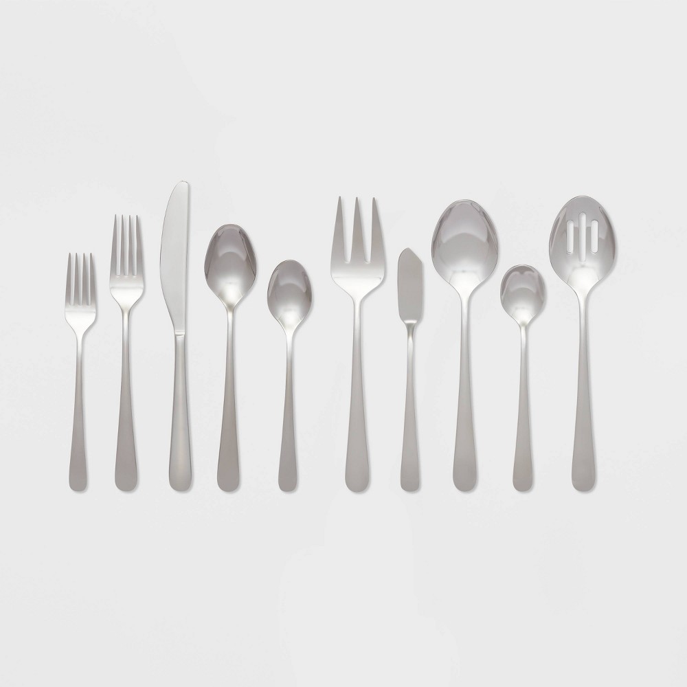 65pc Harrington Flatware Set Silver - Threshold™: Stainless Steel Silverware, Service for 12, Dishwasher-Safe