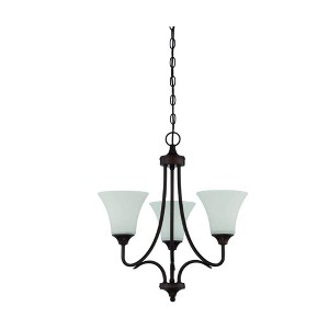 Sunset Lighting Darby 3-Light Chandelier, Opal Etched Glass, Provincial Bronze Finish - 1 of 3