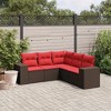 vidaXL 5 Piece Patio Sofa Set with Cushions Brown Poly Rattan - 2 of 4