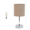 11.81" Traditional Petite Metal Stick Bedside Table Desk Lamp in Chrome with Fabric Shade - Creekwood Home - 3 of 4
