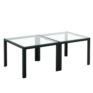 NicBex Modern Square Nesting Coffee Table Set of 2 with Glass Top and Metal Frame for Living Room and Bedroom - 1 of 4