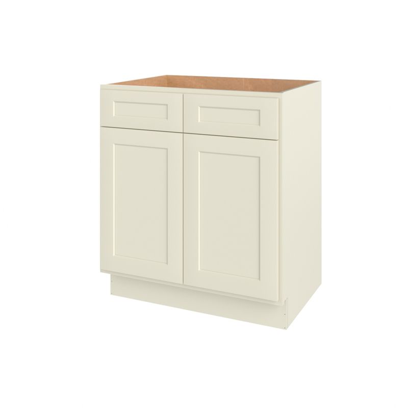 HOMLUX 30 in. W  x 21 in. D  x 34.5 in. H Bath Vanity Cabinet without Top in Shaker Antique White, 3 of 7